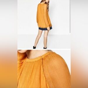 ZARA flowy top mustard yellow beaded size M